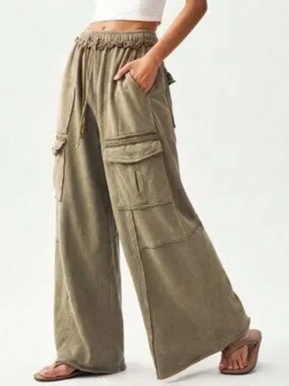 ZARA Khaki Casual Women's Woven Straight Leg Pants
